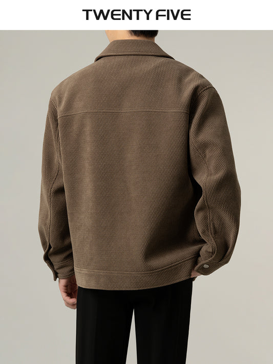 Outwear Men's Spring and Autumn Casual Polo Collar Lightly Mature Jacket Tops Classy Loose American down Jacket Thickened Men's Clothing