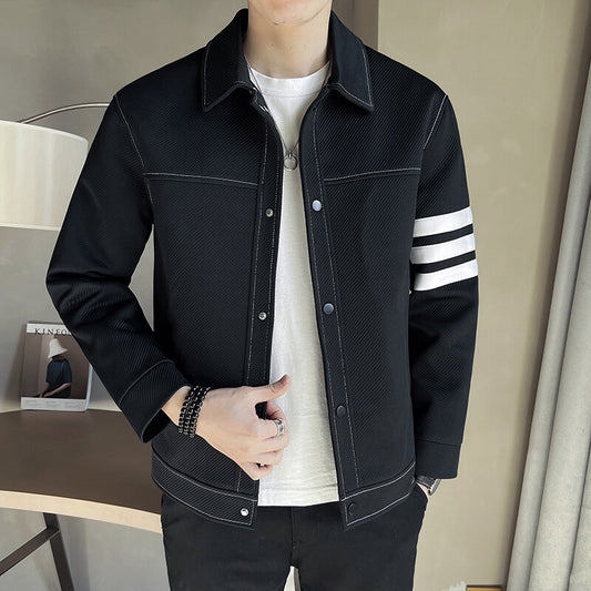 Plus Size Men's Spring Lapel Ruffle Handsome Stylish Flow Outwear