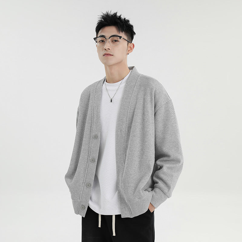Izkz Gray, Long Sleeve Knitting Casual Sweatshirt Men 2025 New Arrival Spring Outwear Spring Outfit Clothes Men's Clothing Tops