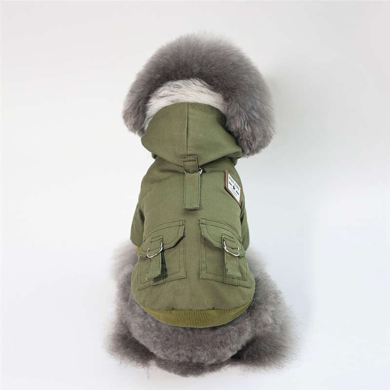 KKRP Pet Pet Dog Cat Clothes Autumn and Winter New Arrival Two Legs Parka Hooded Cotton-Padded Coat Fleece Padded Coat Tide