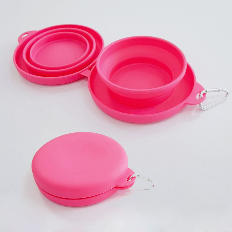 Pet Bowl Foldable Silicone Double Bowl Integrated Outdoor Dog Drinking Water Eating Eating out Portable Cat Puppy Bowl