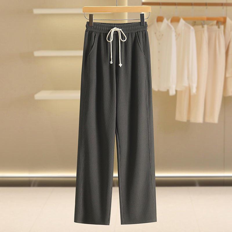 Elastic Waist Drape Strap Casual Fall Clothing Straight-Leg Pants