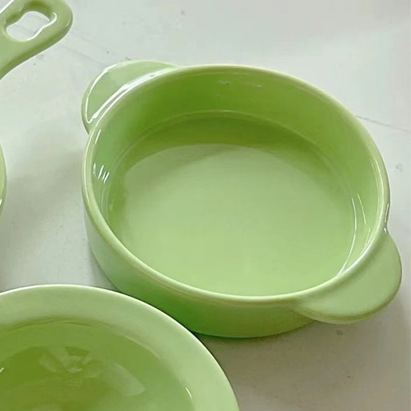 Ceramic Small Double-Ear Bowl Cat Small Size Dogs Dog Bowl Pet Bowl Freeze-Dried Canned Snack Bowl BD Bowl Flat for Bichon Bowl