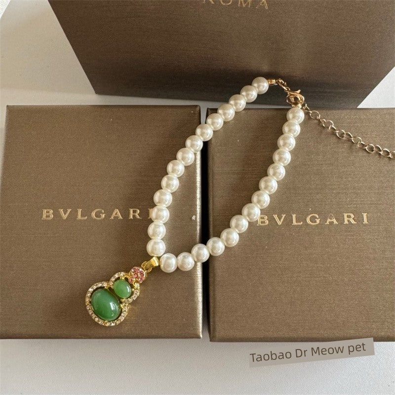 Retro Jade Pendant Chinese Style Temperament Pomeranian/Bichon Frise Necklace