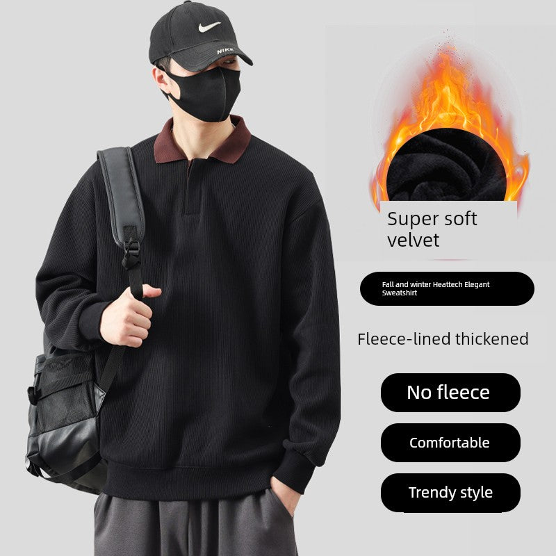 Men Sweatshirt Spring and Autumn Models 2025 New Arrival Heavy Weight V-neck Fashion Long Sleeves Classy Casual Men's Clothing Spring Top