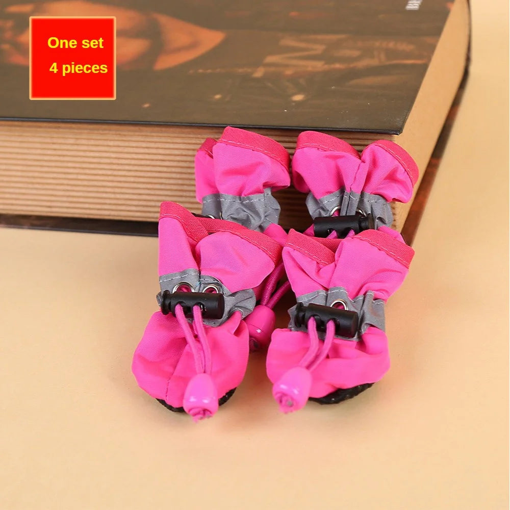 4Pcs/set Waterproof Pet Dog Shoes Anti-slip Rain Boots Footwear for Small Cats Dogs Puppy Dog Pet Booties Pet Paw Accessories