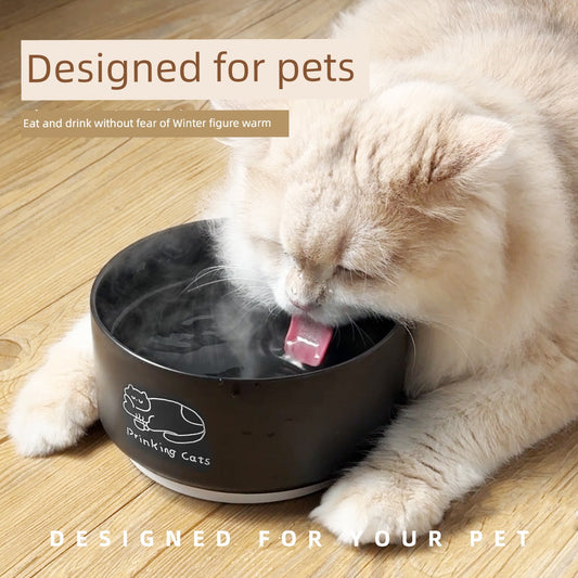Constant Temperature Ceramic Cat Bowl Cat Drinking Bowl Heating Insulation Anti-Black Chin Care Stomach and Stomach Pet Bowl Pet Water Dispenser