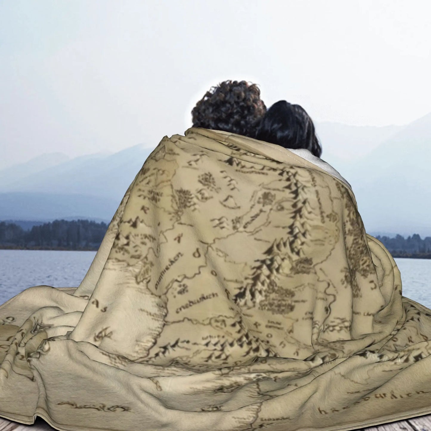 L-Lords Of The R-Rings Middle Earth Map Fuzzy Blankets Movie Funny Throw Blankets for Home Hotel Sofa 150*125cm Bedspread