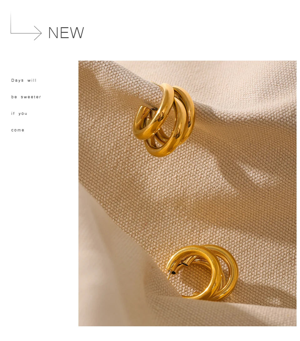 Yhpup New Stainless Steel Accessories Statement Gold Color Metalic Geometric Stud Earrings Pendientes Mujer Wholesale Gift