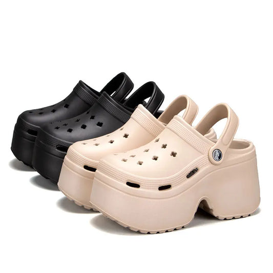 Women Clogs 2025 New Arrival 9CM Non-Slip Sandals Fashion EVA Slippers Beach Outdoor Comfortable Height Increasing Shoes