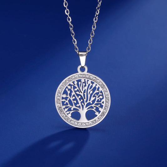 Jeshayuan Tree Of Life Rhinestone Necklace Lover Souvenir For Women Wedding Valentine's Day Gifts