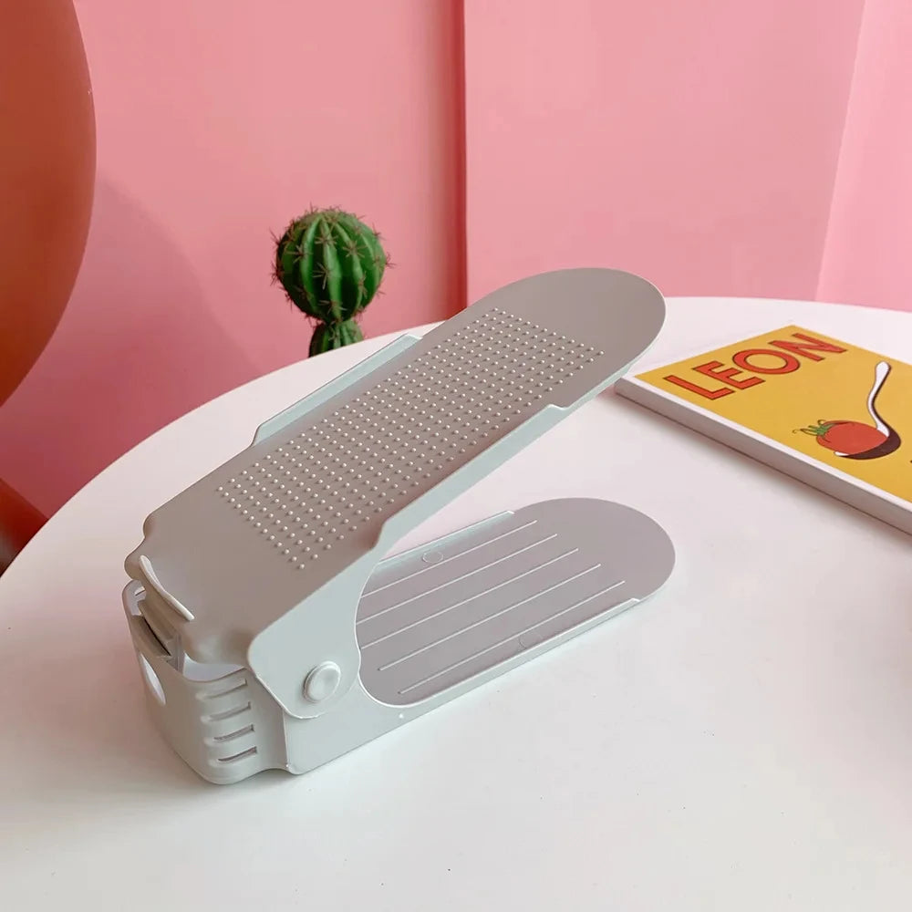 6Pcs Durable Adjustable Shoe Organizer Footwear Support Slot Space Saving Cabinet Closet Stand Shoes Storage Rack Shoebox