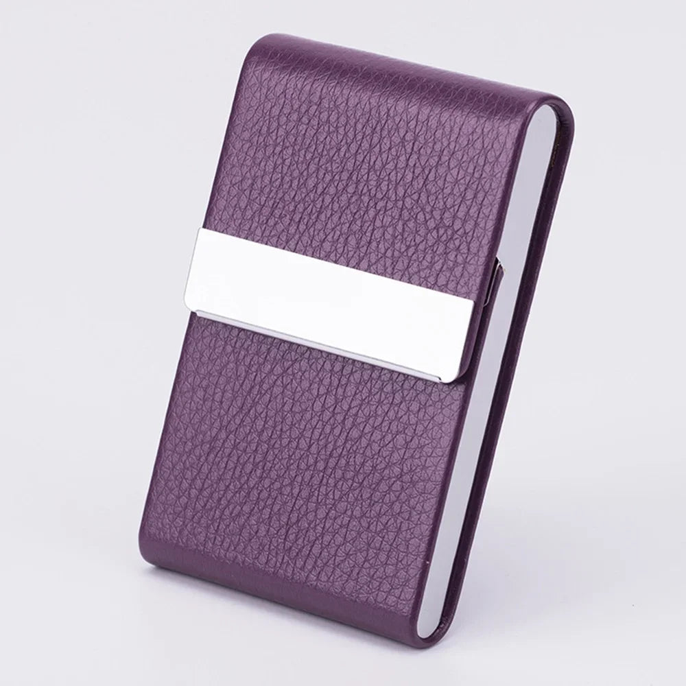 KISMIS PU Leather Business Card Holder Case - Slim Metal Pocket Holder with Magnetic Shut