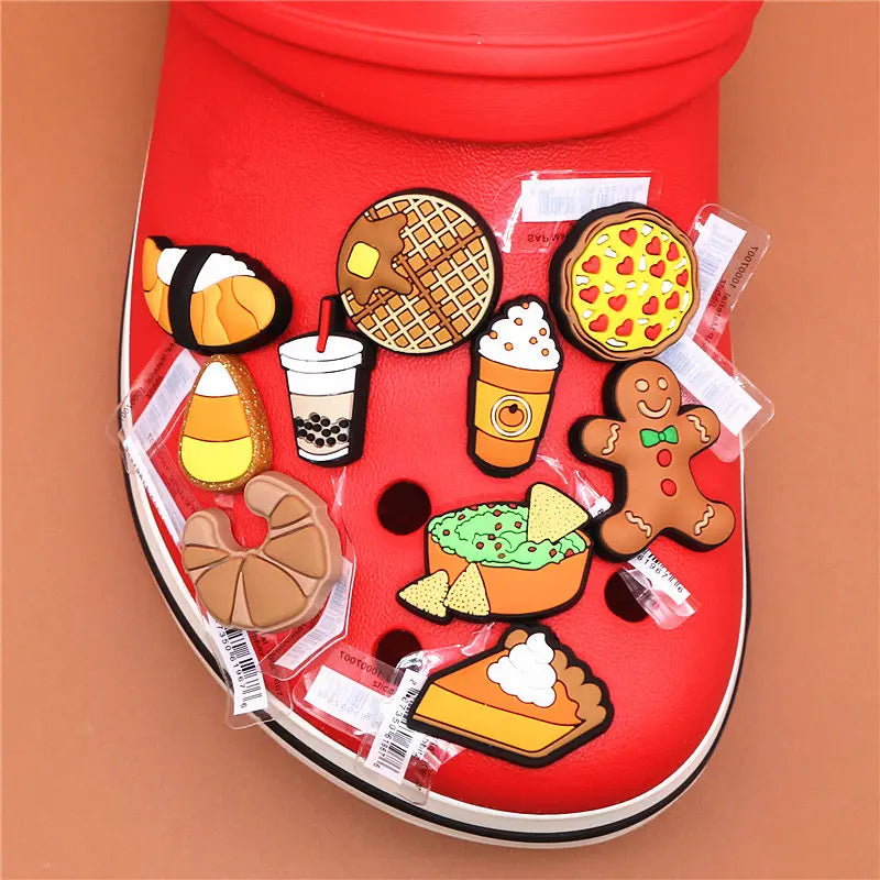 1pcs Foods Shoe Charms Cute Sushi Cookies Ice Cream Cake PVC Shoes Accessories Upper Decoraciones for Buckle Kids Gifts