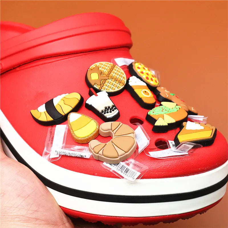 1pcs Foods Shoe Charms Cute Sushi Cookies Ice Cream Cake PVC Shoes Accessories Upper Decoraciones for Buckle Kids Gifts