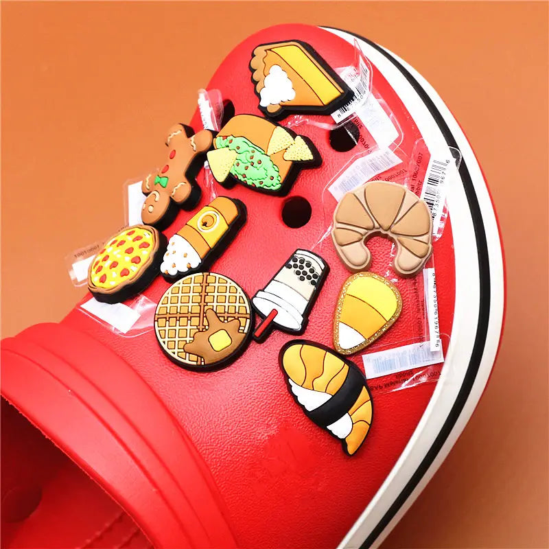 1pcs Foods Shoe Charms Cute Sushi Cookies Ice Cream Cake PVC Shoes Accessories Upper Decoraciones for Buckle Kids Gifts
