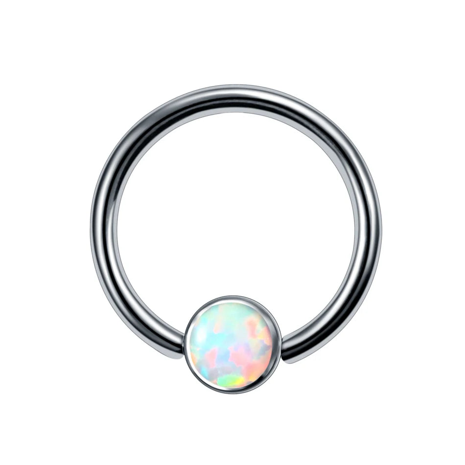 1PC G23 Titanium Opal Ear Septum Piercing Nose Ring Gem Ball BCR Piercings CBR Helix Tragus Labret Rings Piercings Body Jewelry