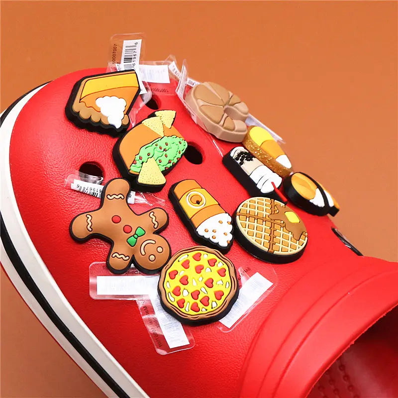 1pcs Foods Shoe Charms Cute Sushi Cookies Ice Cream Cake PVC Shoes Accessories Upper Decoraciones for Buckle Kids Gifts