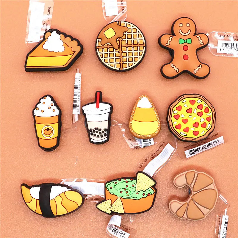 1pcs Foods Shoe Charms Cute Sushi Cookies Ice Cream Cake PVC Shoes Accessories Upper Decoraciones for Buckle Kids Gifts
