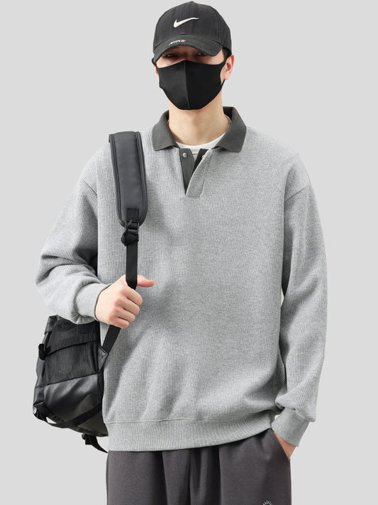 Men Sweatshirt Spring and Autumn Models 2025 New Arrival Heavy Weight V-neck Fashion Long Sleeves Classy Casual Men's Clothing Spring Top