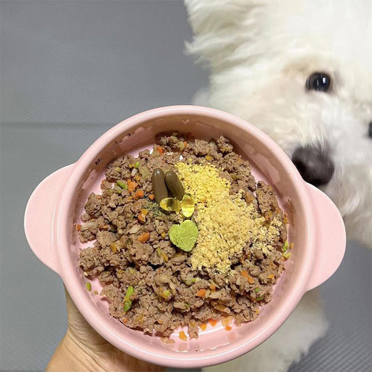 Ceramic Small Double-Ear Bowl Cat Small Size Dogs Dog Bowl Pet Bowl Freeze-Dried Canned Snack Bowl BD Bowl Flat for Bichon Bowl