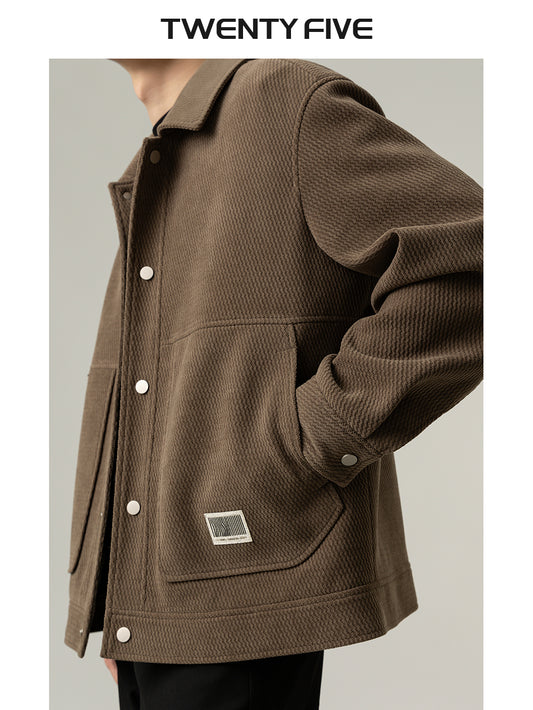 Outwear Men's Spring and Autumn Casual Polo Collar Lightly Mature Jacket Tops Classy Loose American down Jacket Thickened Men's Clothing