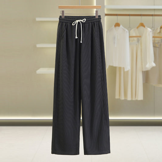 Elastic Waist Drape Strap Casual Fall Clothing Straight-Leg Pants