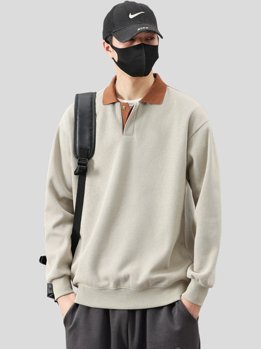 Men Sweatshirt Spring and Autumn Models 2025 New Arrival Heavy Weight V-neck Fashion Long Sleeves Classy Casual Men's Clothing Spring Top