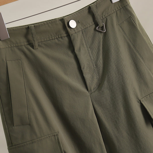 Casual Wind Loose Tappered Pure Color Cargo Pants