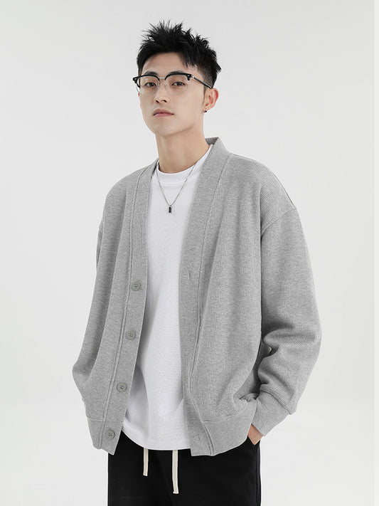 Izkz Gray, Long Sleeve Knitting Casual Sweatshirt Men 2025 New Arrival Spring Outwear Spring Outfit Clothes Men's Clothing Tops