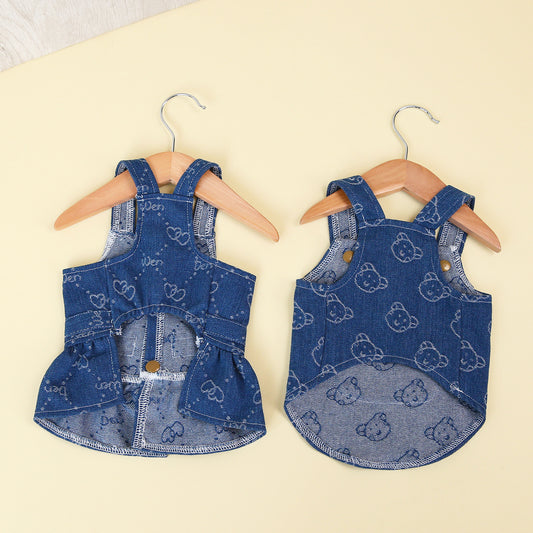 Cat Clothes Pet Clothing Dog Clothes Pet Clothes Pet Skirt 24 Denim Couple Clothes H