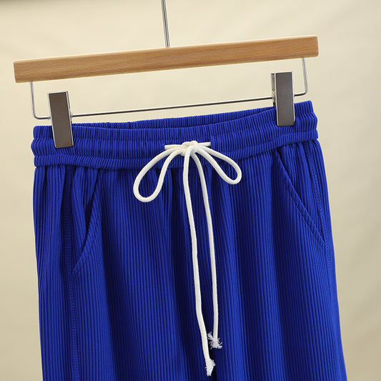 Elastic Waist Drape Strap Casual Fall Clothing Straight-Leg Pants