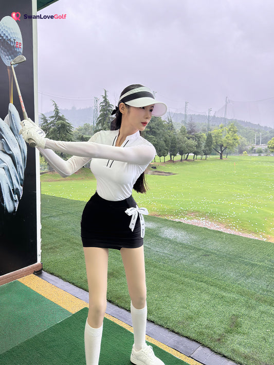 V Neck Long Sleeves T-shirt Slim Fit Slimming Bodycon Dress Golf