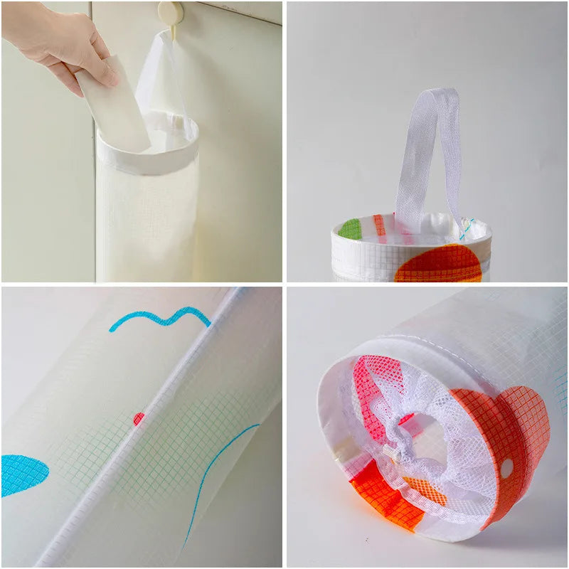 1pcs Trash Hanging Storage Plastic Bags Organization Kitchen Dispenser Garbage Wall Grocery Holder Home Dispenser Hanging Bag