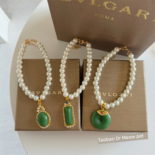 Retro Jade Pendant Chinese Style Temperament Pomeranian/Bichon Frise Necklace