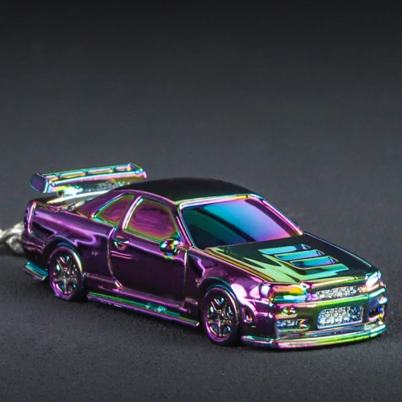 1/64 Electroplate Alloy Model Car Key chain GTR R34 RS7  Diecasts Metal collection decoration Exquisite gift box
