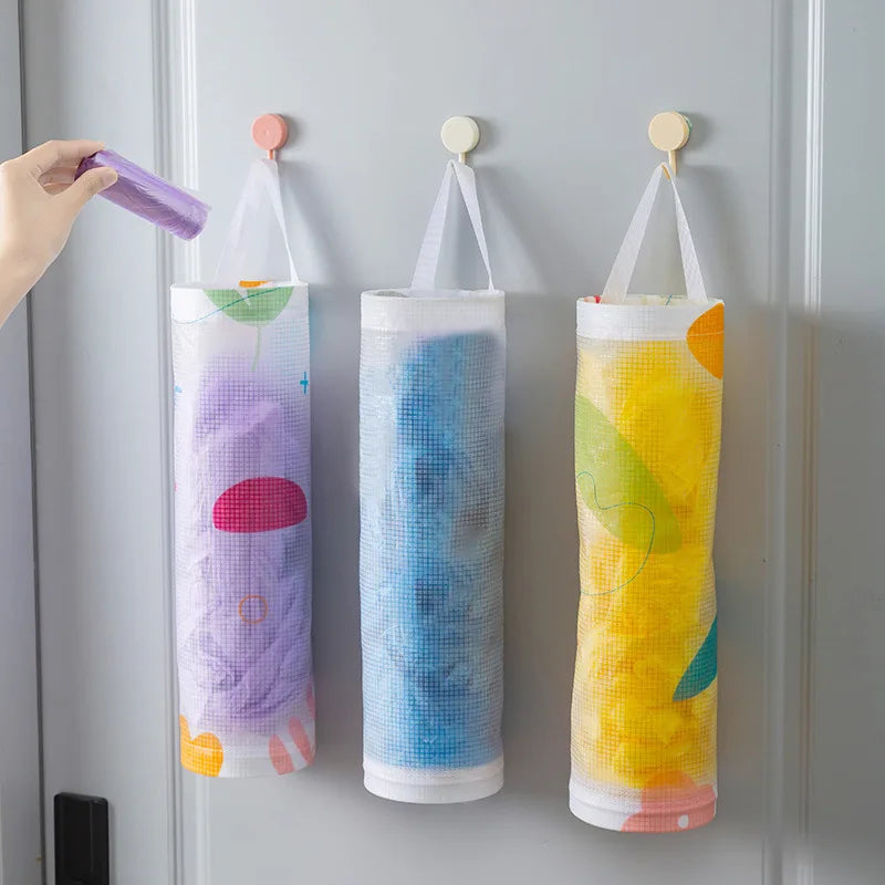 1pcs Trash Hanging Storage Plastic Bags Organization Kitchen Dispenser Garbage Wall Grocery Holder Home Dispenser Hanging Bag