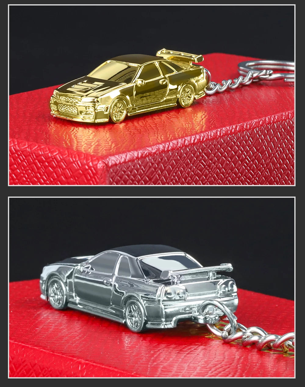 1/64 Electroplate Alloy Model Car Key chain GTR R34 RS7  Diecasts Metal collection decoration Exquisite gift box