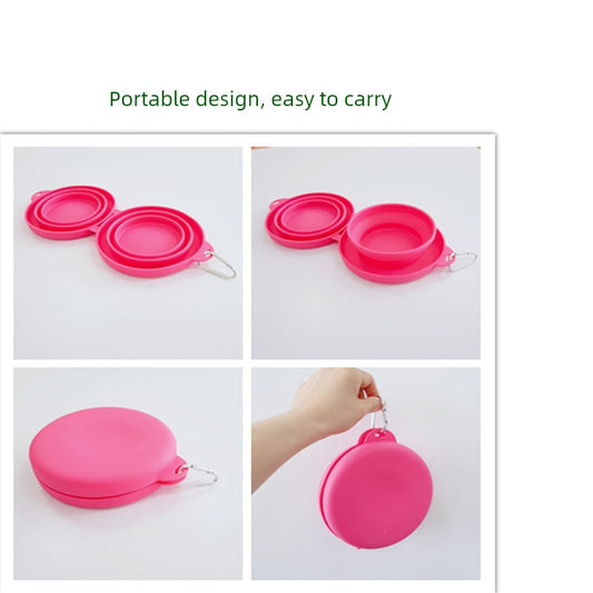 Pet Bowl Foldable Silicone Double Bowl Integrated Outdoor Dog Drinking Water Eating Eating out Portable Cat Puppy Bowl