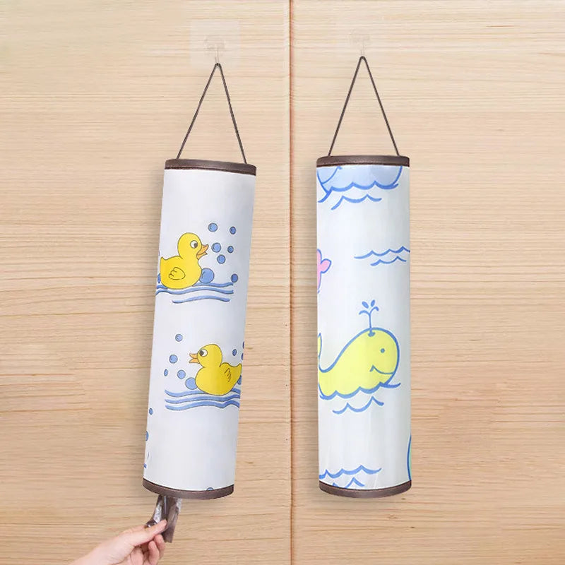 1pcs Trash Hanging Storage Plastic Bags Organization Kitchen Dispenser Garbage Wall Grocery Holder Home Dispenser Hanging Bag