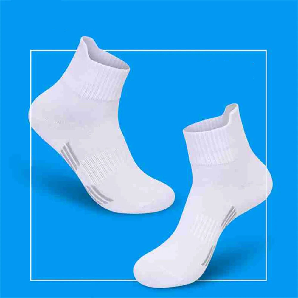 5 Pairs Sports Socks Men Running White 100% Cotton Male Mid Tube Socks Spring Summer Sweat Absorbing Calcetines
