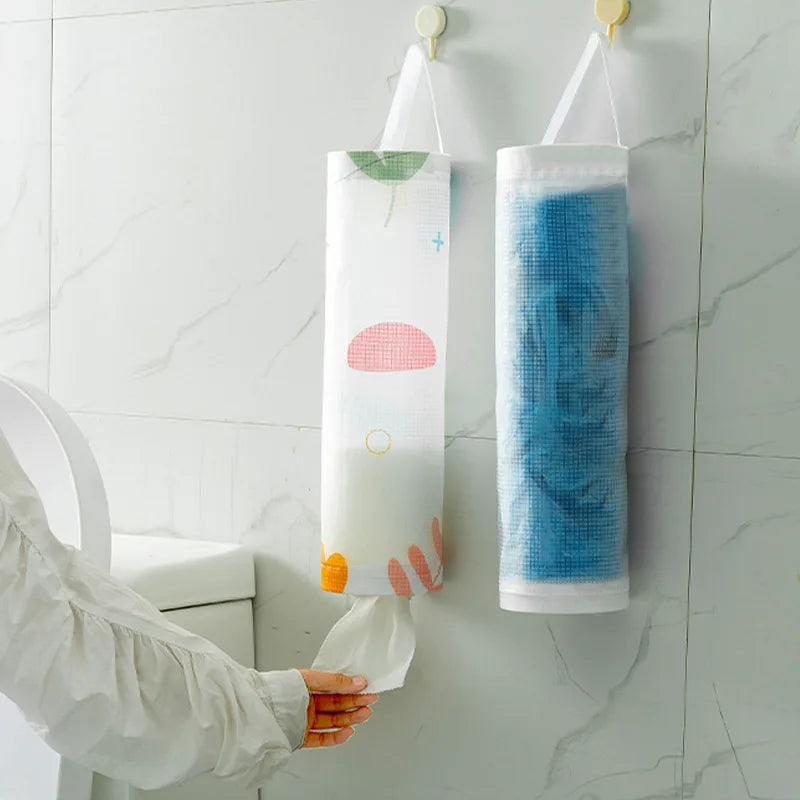1pcs Trash Hanging Storage Plastic Bags Organization Kitchen Dispenser Garbage Wall Grocery Holder Home Dispenser Hanging Bag
