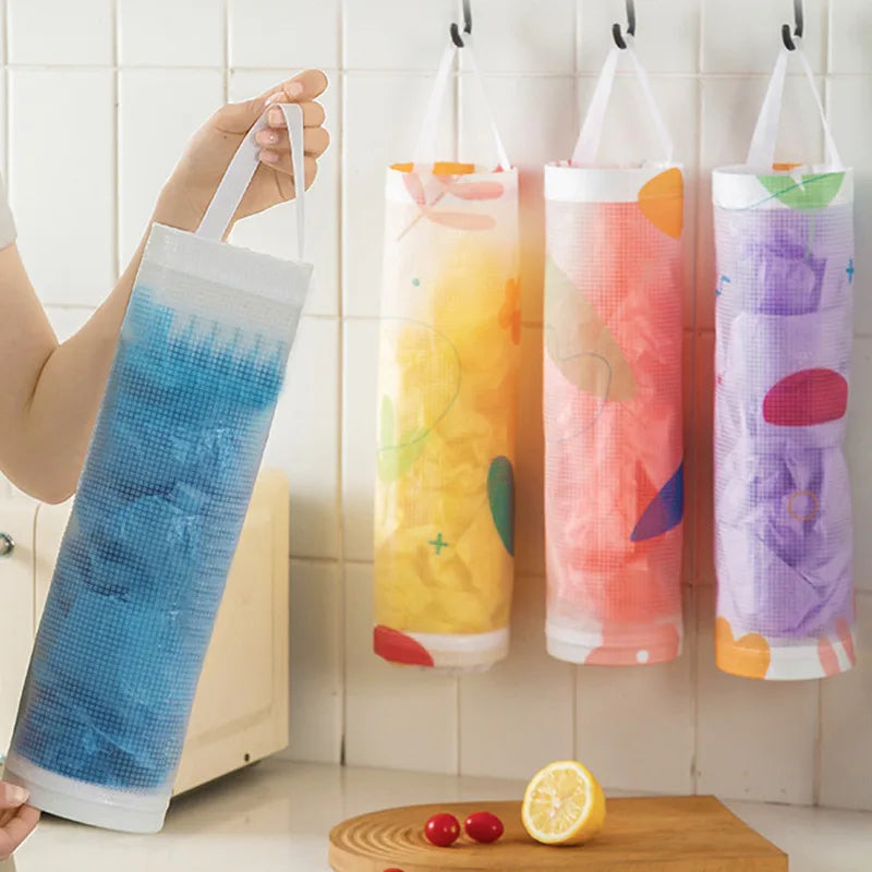 1pcs Trash Hanging Storage Plastic Bags Organization Kitchen Dispenser Garbage Wall Grocery Holder Home Dispenser Hanging Bag