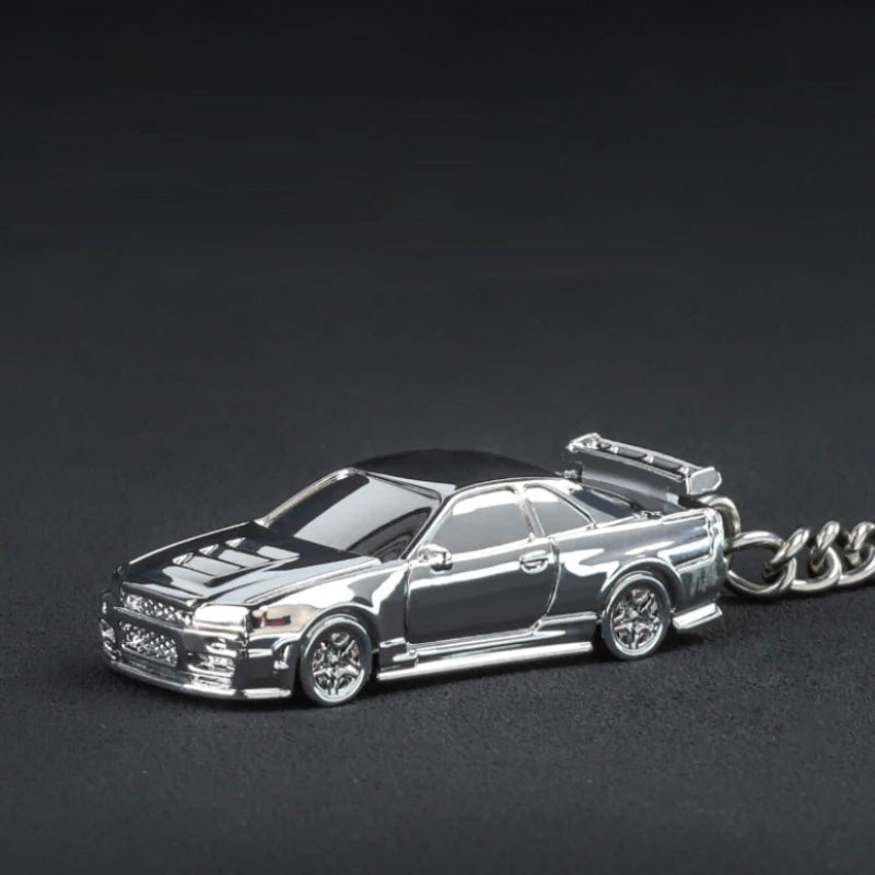 1/64 Electroplate Alloy Model Car Key chain GTR R34 RS7  Diecasts Metal collection decoration Exquisite gift box
