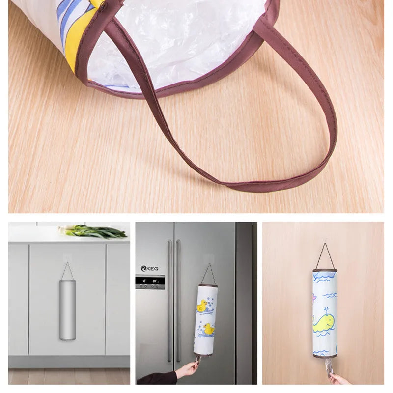1pcs Trash Hanging Storage Plastic Bags Organization Kitchen Dispenser Garbage Wall Grocery Holder Home Dispenser Hanging Bag