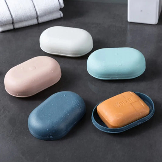 Plastic Bathroom Shower Soap Box With Lids Travel Portable Small Soap Tray Dish Storage Holder Plate Home Toilet Drain Case