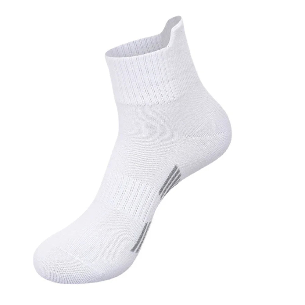 5 Pairs Sports Socks Men Running White 100% Cotton Male Mid Tube Socks Spring Summer Sweat Absorbing Calcetines