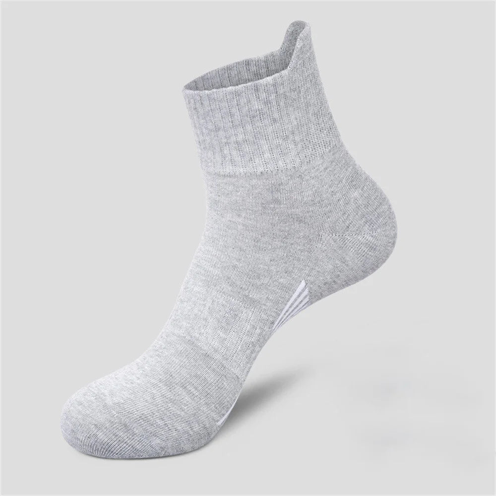 5 Pairs Sports Socks Men Running White 100% Cotton Male Mid Tube Socks Spring Summer Sweat Absorbing Calcetines