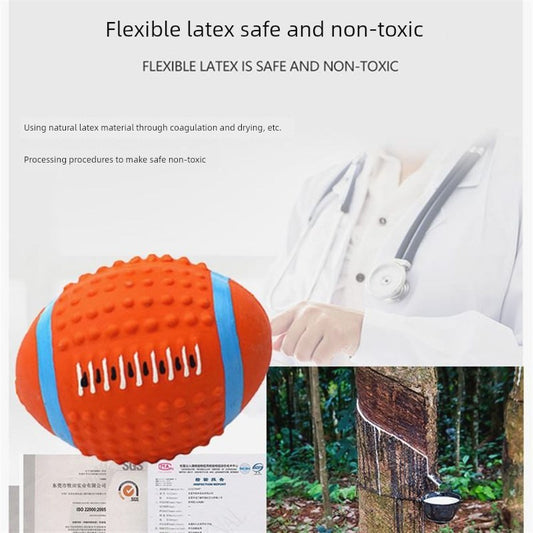 Pet Toy Dog Latex Vocalization Bite-Resistant Teeth Cleaning Molar Rugby High Elastic Cotton Stuffed Nibbling Ball In Stock