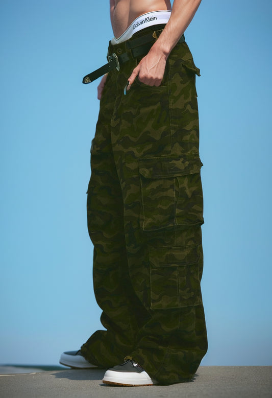 FMG American Style Loose Wide Leg Women's Clothing Camouflage Pants